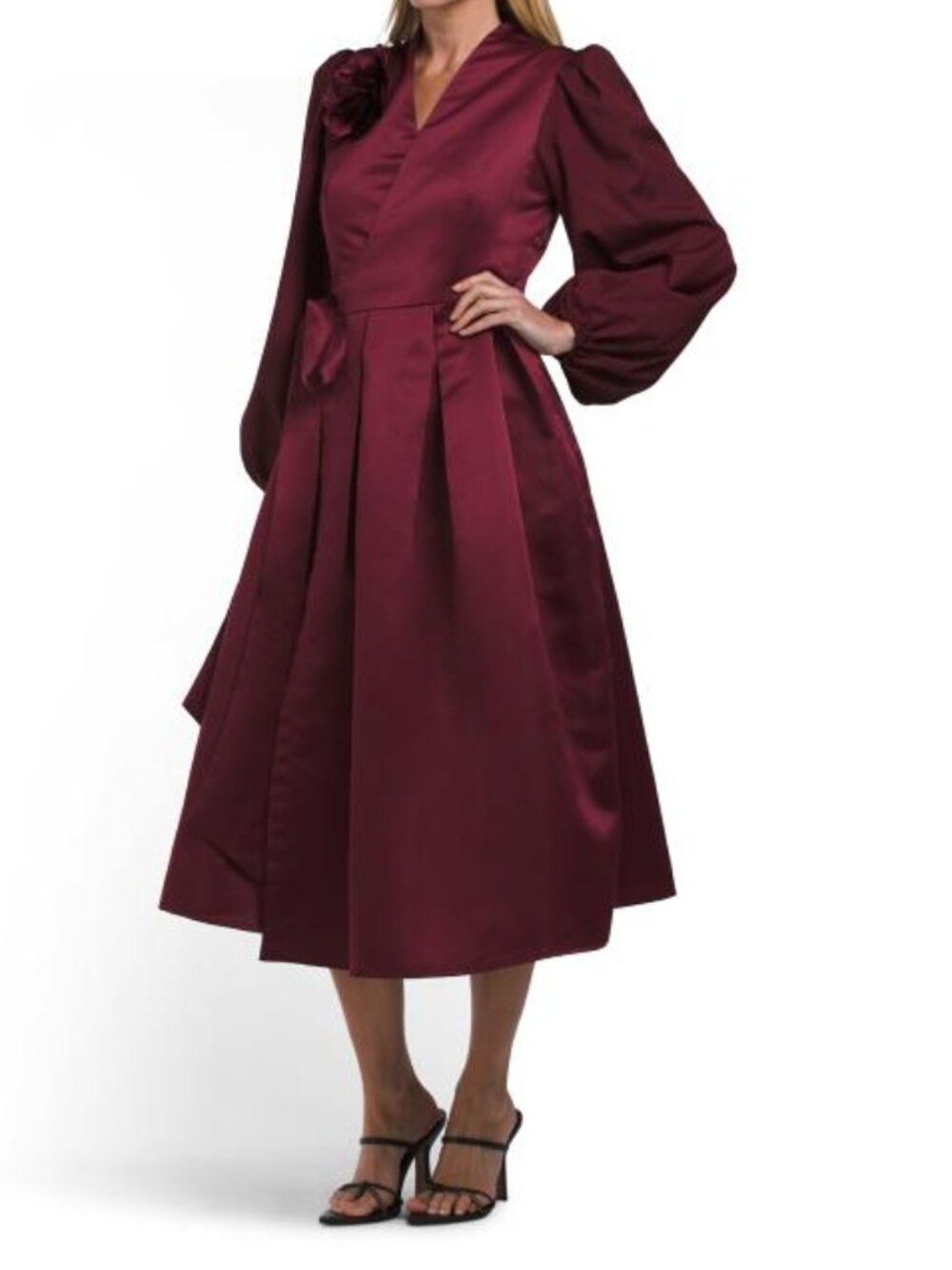 DALIA MACPHEE Long Sleeve 3d Applique Dress